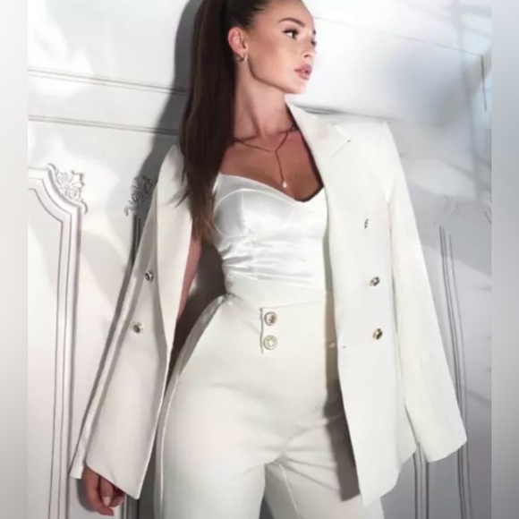 ZARA High Waisted Pants NWT Ivory S XS - Picture 5 of 12